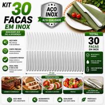 Kit Talheres 30 Faca Em inox Premium Com Serra Facas Churrasco Refeição Restaurante Lanchonete Kit Talheres 30 Faca Em inox Premium Com Serra Facas Churrasco Refeição Restaurante Lanchonete