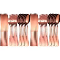 Kit Talheres 36pçs P-12 Pessoas Colher Garfo Faca Inox Rose Kit Talheres 36pçs P-12 Pessoas Colher Garfo Faca Inox Rose