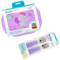 Kit Talheres + Bento Box Lancheira Com Divisórias Zoo - Buba