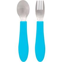 Kit Talheres Buba Bubazoo Garfo e Colher em Inox Azul Kit Talheres Buba Bubazoo Garfo e Colher em Inox Azul