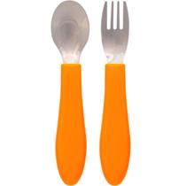 Kit Talheres Buba Bubazoo Garfo e Colher em Inox Laranja Kit Talheres Buba Bubazoo Garfo e Colher em Inox Laranja