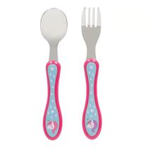 Kit Talheres Colher E Garfo Animal Fun Infantil Bebê Em Aço Inoxidável Buba Original Kit Talheres Colher E Garfo Animal Fun Infantil Bebê Em Aço Inoxidável Buba Original