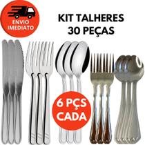 Kit Talheres Completo Inox Jogo Garfo Faca Colher Refeição Garfo Sobremesa Colher Sobremesa Kit Talheres Completo Inox Jogo Garfo Faca Colher Refeição Garfo Sobremesa Colher Sobremesa
