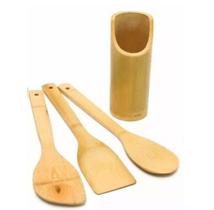 Kit talheres de bambu com 4 peças - L&T