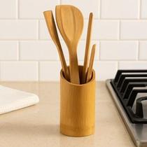 Kit Talheres de Bambu original lançamento + Suporte de Bambu. e Envio Imediato