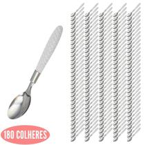 Kit Talheres Decorado C 180 Colher Branco Blumenau Aço Inox