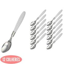 Kit Talheres Decorado com 12 Colher Branco Blumenau Aço Inox Kit Talheres Decorado com 12 Colher Branco Blumenau Aço Inox