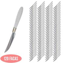 Kit Talheres Decorado com 120 Faca Branco Blumenau Aço Inox