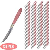 Kit Talheres Decorado com 120 Faca Rosa Blumenau Aço Inox