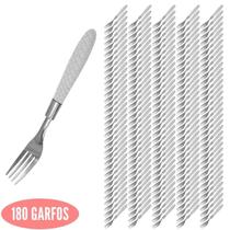 Kit Talheres Decorado com 180 Garfo Branco Blumenau Aço Inox