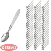 Kit Talheres Decorado com 72 Colher Branco Blumenau Aço Inox