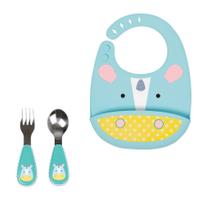 Kit Talheres e Babador Cata Migalhas Zoo Unicórnio Skip Hop Kit Talheres e Babador Cata Migalhas Zoo Unicórnio Skip Hop