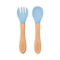 Kit Talheres em Silicone e Bambu Buba Azul Kit Talheres em Silicone e Bambu Buba Azul