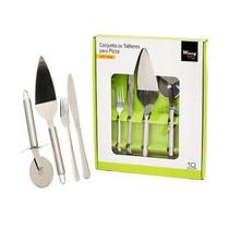 Kit Talheres Faca Espátula e Cortador de Pizza Inox - Wincy