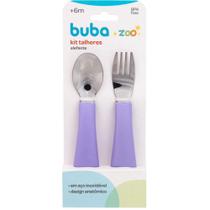 Kit Talheres Garfo E Colher Bubazoo Roxo Lilás 16973 Buba