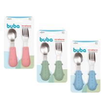 Kit Talheres Infantil Aço Inoxidável Cabo Em Silicone Buba