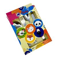 Kit Talheres Infantil Bebê 4 Peças em Aço Inox Bichinhos Kit Talheres Infantil Bebê 4 Peças em Aço Inox Bichinhos
