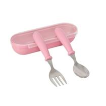 Kit Talheres Infantil Colher Garfo Inox Kit Com Estojo Jogo Bebe Rosa Criança - Clink