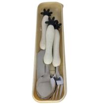 Kit Talheres Infantil com Estojo 4 Peças Aço Inox