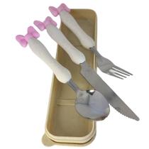 Kit Talheres Infantil com Estojo 4 Peças Aço Inox