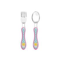 Kit Talheres Infantil Em Aço Inox Giraffinha Buba Rosa