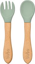 Kit Talheres Infantil Silicone e Bambu Verde - Buba
