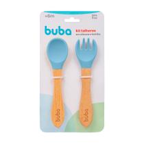 Kit Talheres Infantis Buba Silicone e Bambu Azul Kit Talheres Infantis Buba Silicone e Bambu Azul
