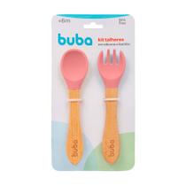 Kit Talheres Infantis Buba Silicone e Bambu Rosa Kit Talheres Infantis Buba Silicone e Bambu Rosa