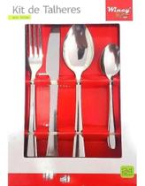 Kit Talheres Inox Faca Colher Garfo Utensílios Cozinha 24 Pç Kit Talheres Inox Faca Colher Garfo Utensílios Cozinha 24 Pç