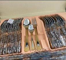 Kit Talheres Luxo 84 Peças - Aço Inox 18/10 - Banho Ouro 24k