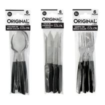 Kit Talheres Preto 18 Peças Mesa Jantar Churrasco Moderno