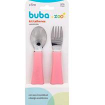 Kit Talheres Rosa Introdução Alimentar Inox Bubazoo Premium Kit Talheres Rosa Introdução Alimentar Inox Bubazoo Premium