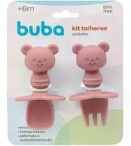 Kit talheres silicone ursinho - rosa buba