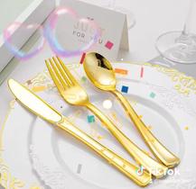 Kit Talheres Sobremesa Aço Inox Dourado 3pçs Kit Talheres Sobremesa Aço Inox Dourado 3pçs