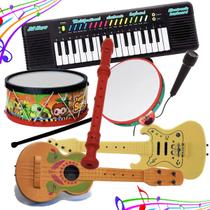 Kit Tambor Piano Teclado Infantil 7 Brinquedos Microfone - Amar E