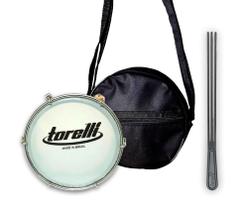 Kit Tamborim Pele Leitosa Torelli Bco, Bag e Baqueta Tripla
