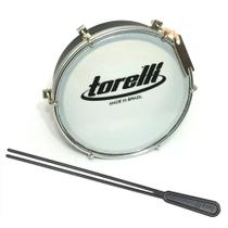 Kit Tamborim Pele Leitosa Torelli TT 404 Preto Baqueta Dupla