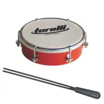 Kit Tamborim Pele Leitosa Torelli TT 404 Verm Baqueta Dupla