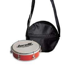 Kit Tamborim Pele Leitosa Torelli TT404 Verm e Bag Tamborim