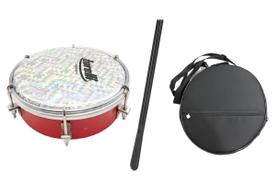 Kit Tamborim Torelli TT405 Vermelho Pele Holográfica com Capa e Baqueta