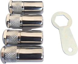 Kit Tampa Bico Válvula Cromada Antifurto Para Pneu