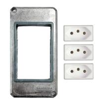 Kit Tampa Condulete 1 + 3 Tomadas 10A Tramontina Kit Tampa Condulete 1 + 3 Tomadas 10A Tramontina