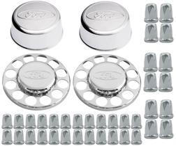 Kit Tampa Cubo Cromada Dianteira Traçao Ford Cargo 3/4 + Capa Porca Belga