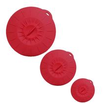 kit Tampa panela e microondas silicone 3 tamanhos VERMELHO