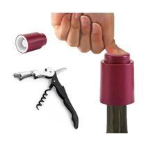 Kit Tampa Pressão à Vacuo e Saca Rolhas Abridor de vinhos