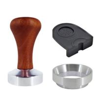 Kit Tamper Cabo Madeira 58mm + Tapete Base Tamper + Anel Funil para Portafiltro 58mm Kit Tamper Cabo Madeira 58mm + Tapete Base Tamper + Anel Funil para Portafiltro 58mm