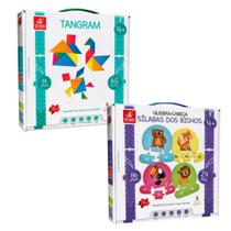 KIT Tangram 14 peças + Sílaba dos Bichos Pedagógico 24 peças - Brincadeira de Criança