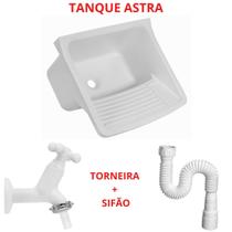 Kit Tanque De Plastico 22 Litros Astra + Torneira + Sifão + Kit Instalação Completo