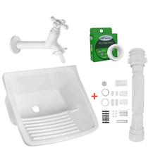 Kit Tanque De Plástico Branco 22 Litros com Torneira de Parede Completo