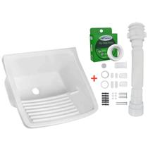Kit Tanque De Plastico Branco 22 Litros Para Lavar Roupas Astra